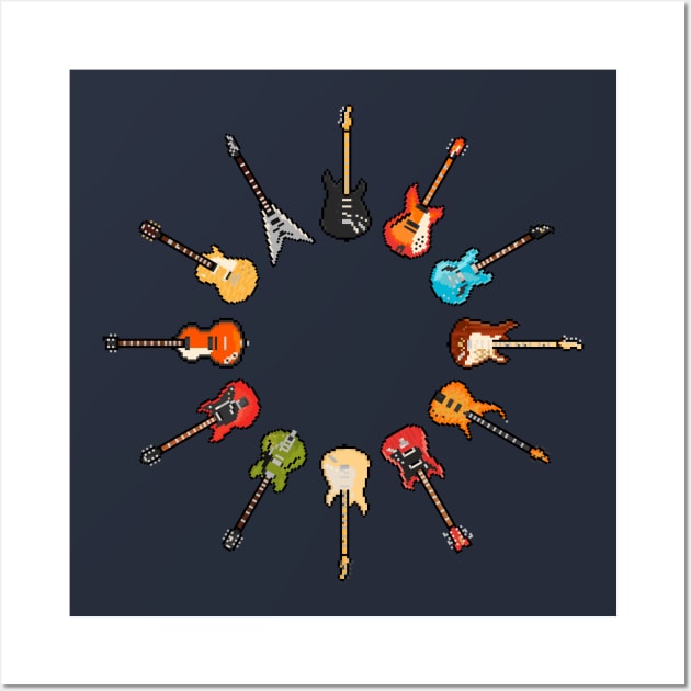 Colorful Guitar Sunburst Wall Art by gkillerb